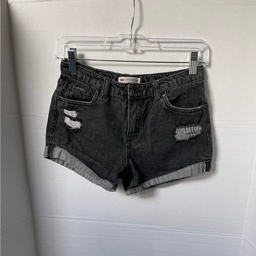 ❤️Girls Levi’s Girlfriend Dark Gray Denim Shorts Size 14